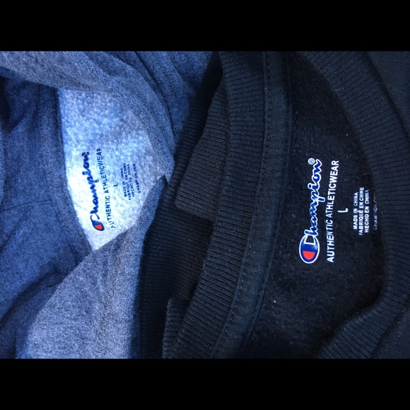 2 boys Champion sweatshirts L navy  & grey hoodie - Picture 1 of 2